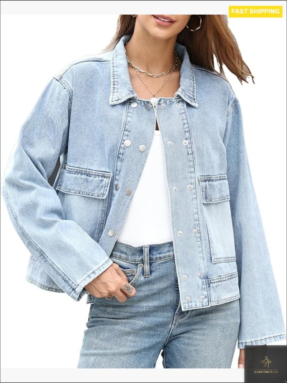 Classic Denim Jacket Double Breasted Buttons Long Sleeve Casual Chic Y2k
